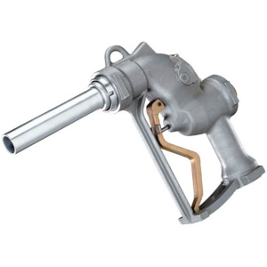 Heavy-duty automatic diesel fuel nozzle with metal body and trigger lock for high-flow refuelling.